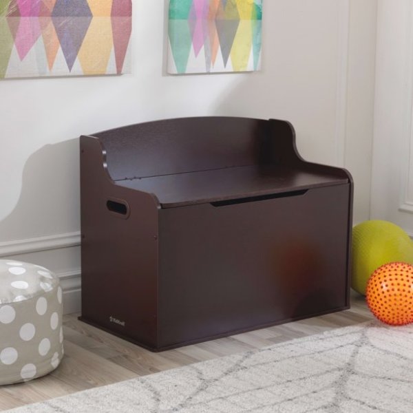 Fill with Fun Wooden Toy Box with Safety Hinges, Espresso