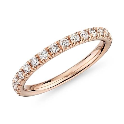 French Pave Diamond Wedding Ring in 14k Rose Gold (1/3 ct. tw.) | Blue Nile