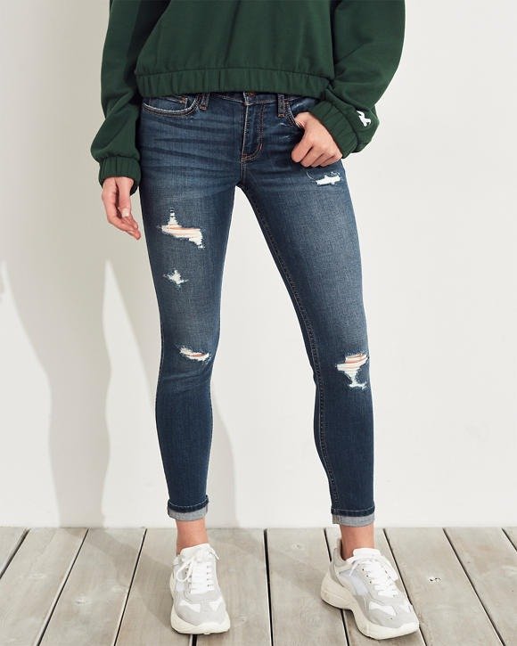 Classic Stretch Low-Rise Crop Super Skinny Jeans
