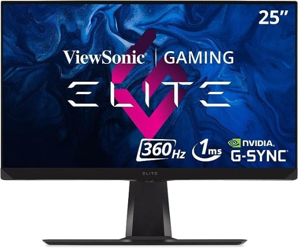 ELITE XG251G 25 Inch 1080p 1ms 360Hz IPS Gaming Monitor with GSYNC, HDR400, RGB Lighting, NVIDIA Reflex, and Advanced Ergonomics for Esports,Black