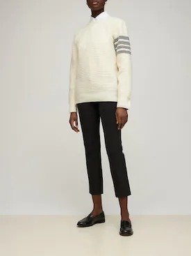 WOOL & CASHMERE KNIT FOUR BAR SWEATER