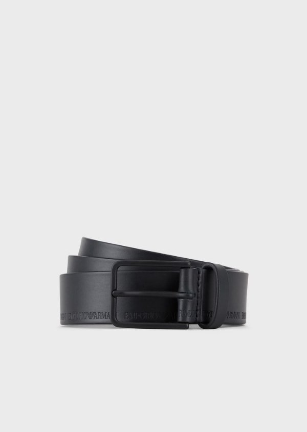 Vachetta Leather Belt With Embossed Logo for Men