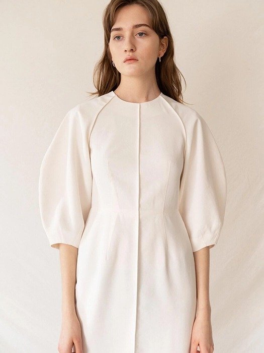 Cocoon Sleeve Dress White