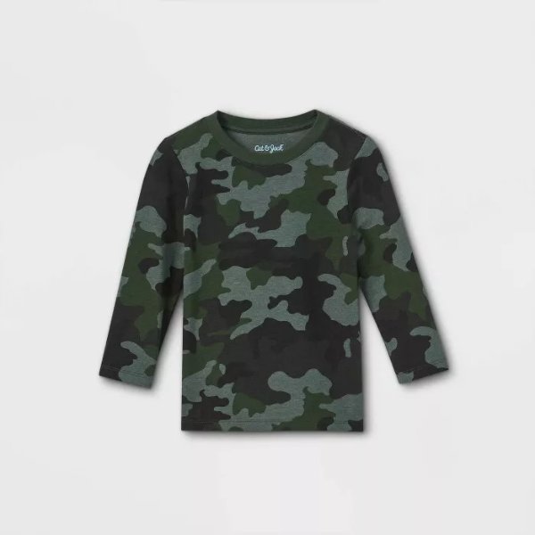 Toddler Boys' Printed Knit Long Sleeve T-Shirt - Cat & Jack™ Camo Green
