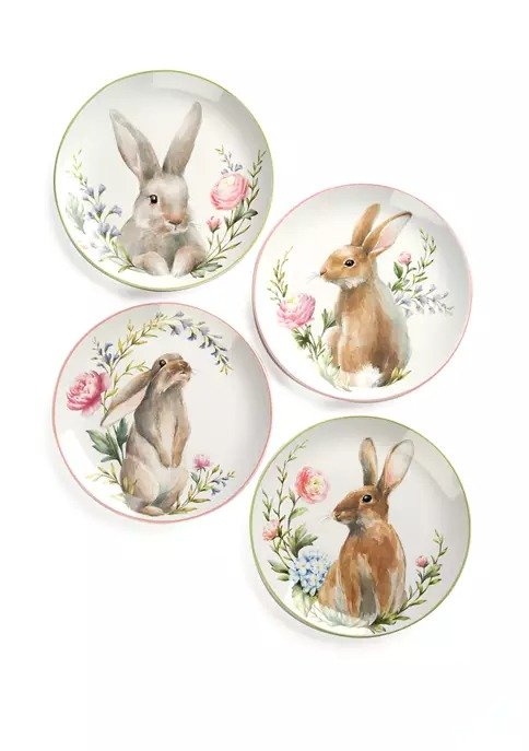 Set of 4 Bunny Salad Plates