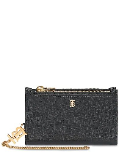 LESLIE GRAINED LEATHER CHAIN WALLET