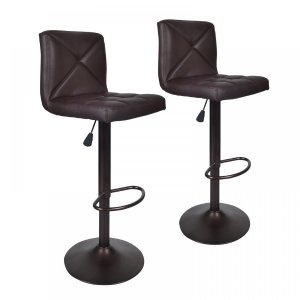2 PU Leather Modern Adjustable Swivel Barstools Hydraulic Chair Bar Stools