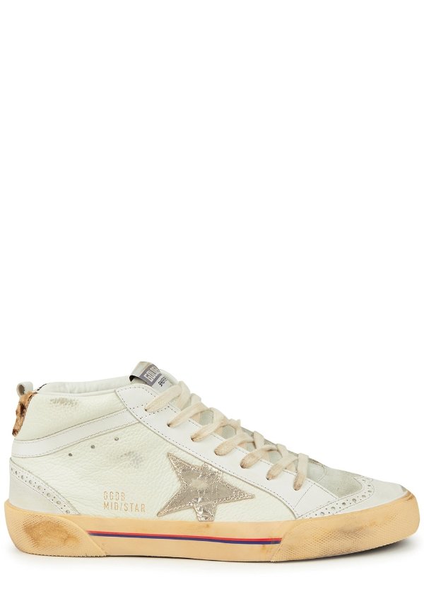 Mid Star distressed leather sneakers