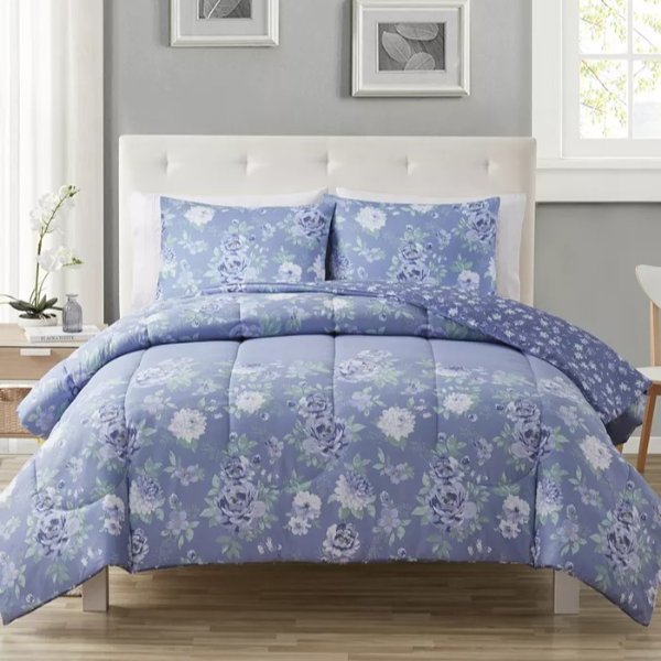 Maddie Floral Reversible 3-Piece Comforter Set, Created for Macy's