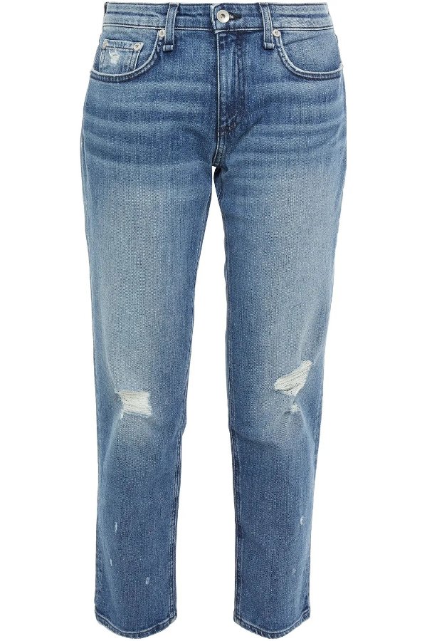 Dre cropped distressed mid-rise boyfriend jeans