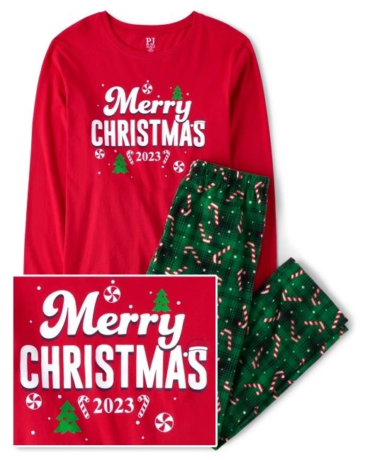 Unisex Adult Matching Family Merry Christmas 2023 Cotton And Fleece Pajamas - multi clr