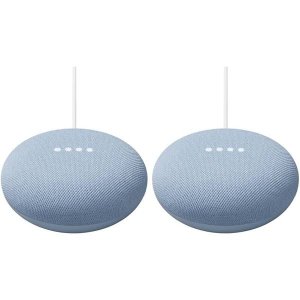 Google Home Mini Smart Speaker with Assistant 2nd Gen Sky Blue 2 Pack