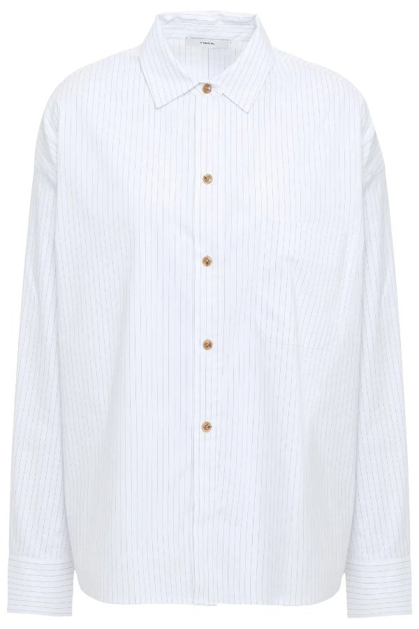 Pinstriped cotton-blend poplin shirt