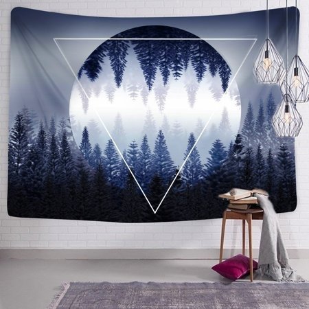 Meigar Landscape Wall Tapestry Sunset Forest Tapestry Bedspread Wall Hanging Tapestry Black and White Hippie Tapestry Wall Dorm Decor for Bedroom 51x60 Inches