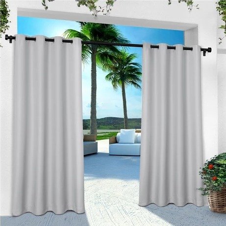 Indoor/Outdoor Solid Cabana Grommet Top Window Curtain Panel Pair