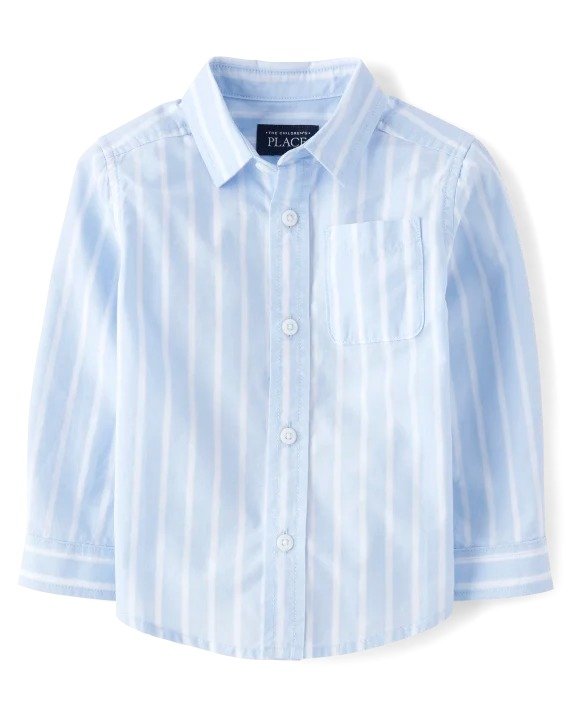 Baby And Toddler Boys Long Sleeve Striped Poplin Button Up Shirt | The Children's Place - WHIRLWIND