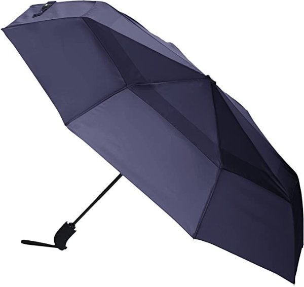 Amazon Basics Automatic Open Travel Umbrella with Wind Vent - Navy Blue