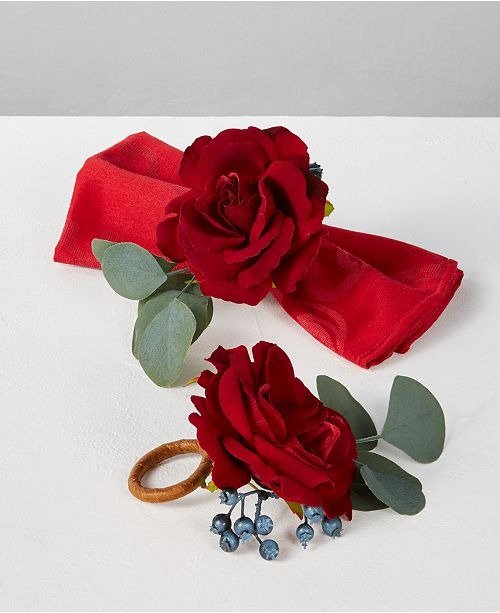 Rose & Pine Napkin Rings, Set of 2, Created for Macy's