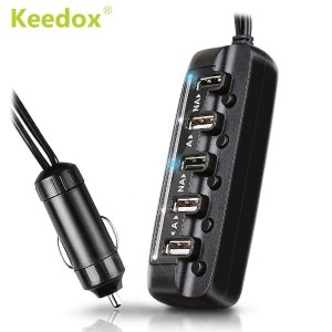 Keedox 8A/40W 5-Port USB High Output Car Charger Adapter