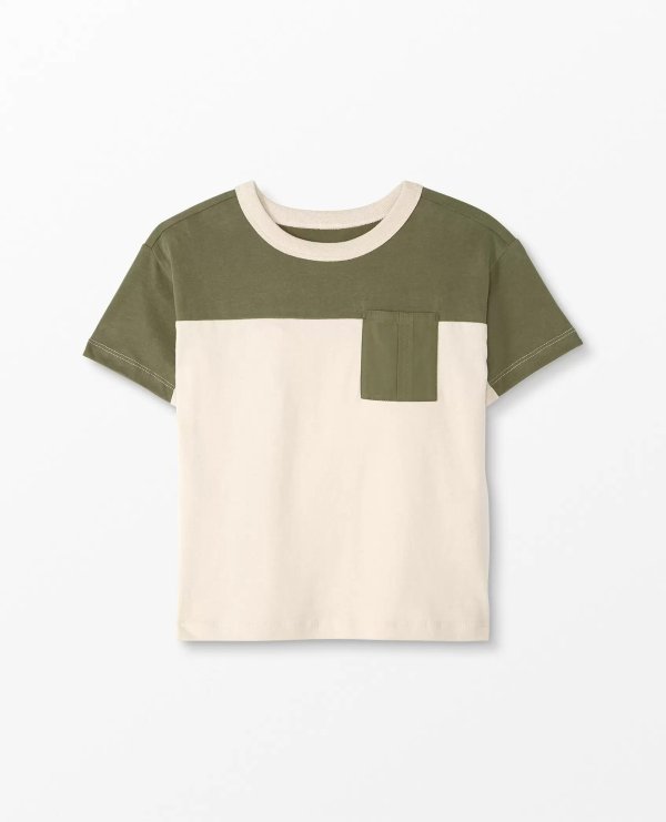 Colorblocked Pocket Tee In Cotton Jersey