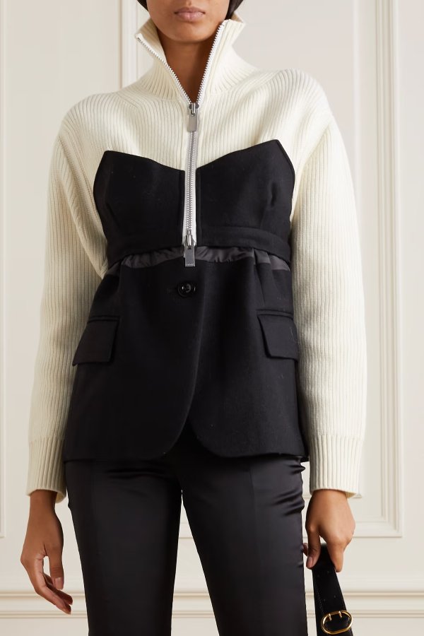 Wool and ribbed jersey jacket