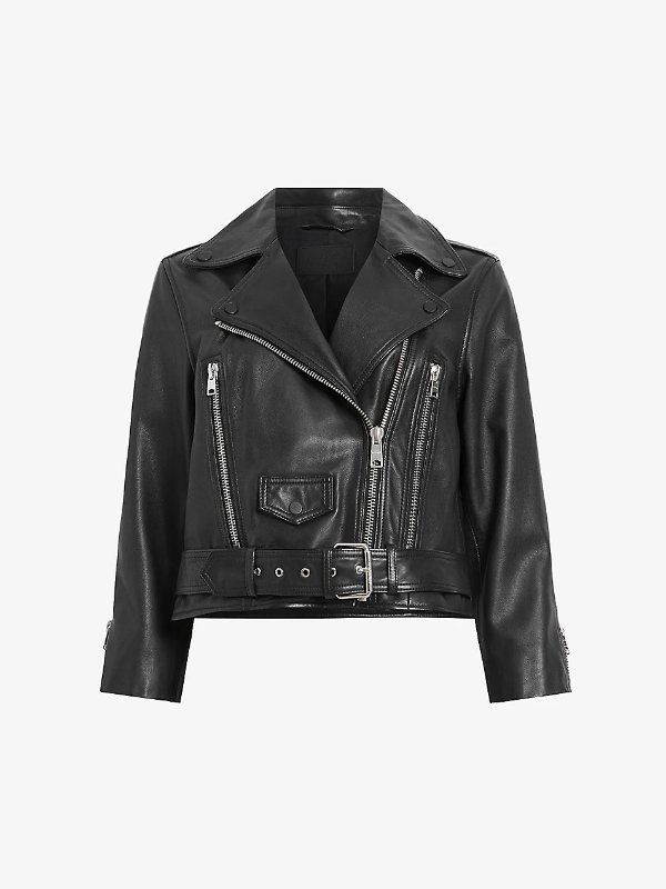 Brookes cropped leather biker jacket
