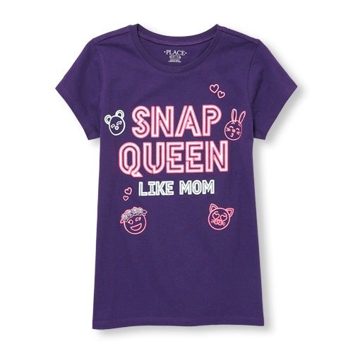 Girls Short Sleeve 'Snap Queen Like Mom' Graphic Tee