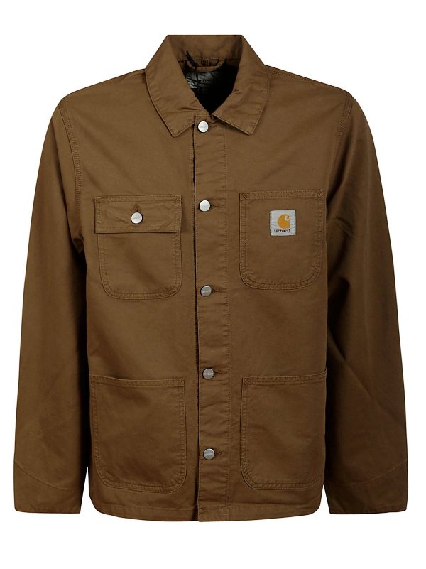 Logo Patch Buttoned Long-Sleeved Jacket