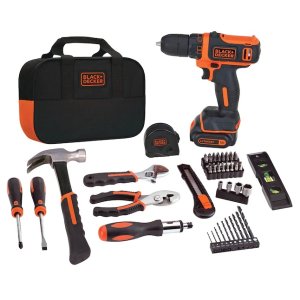 BLACK+DECKER  59-Piece Household Tool Set with Cordless Drill and Soft Case