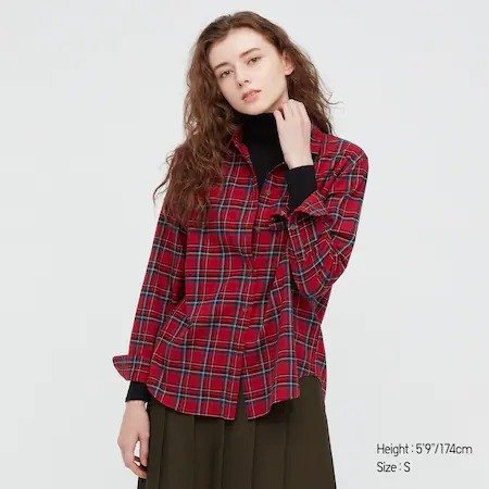 WOMEN Flannel Checked Long Sleeve Shirt