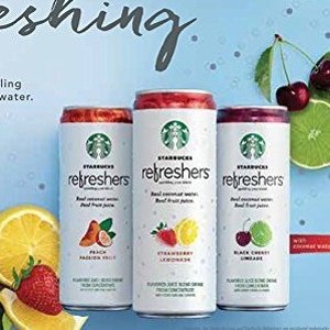 Starbucks Refreshers Sparkling Juice Blends, 3 Flavor Variety Pack with Coconut Water 12 Ounce 12 Cans