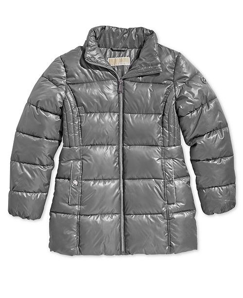 Big Girls Hooded Stadium Jacket with Faux-Fur Trim
