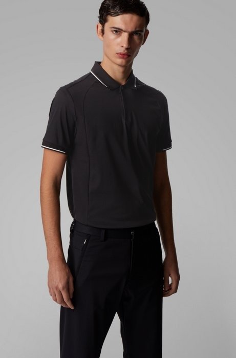 Slim-fit polo shirt in cotton with lustrous trims