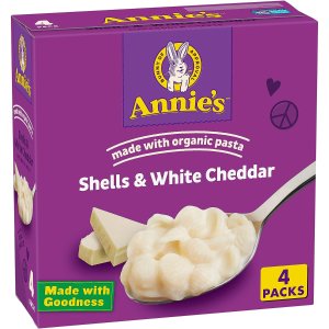 Annie’s White Cheddar Shells Macaroni & Cheese Dinner with Organic Pasta, 4 Ct, 6 OZ Boxes
