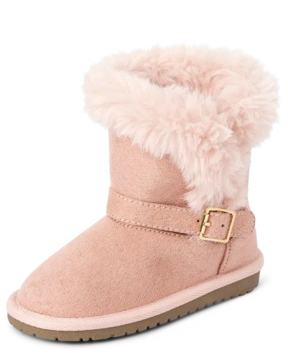 Toddler Girls Buckle Faux Fur Chalet Boots - pink