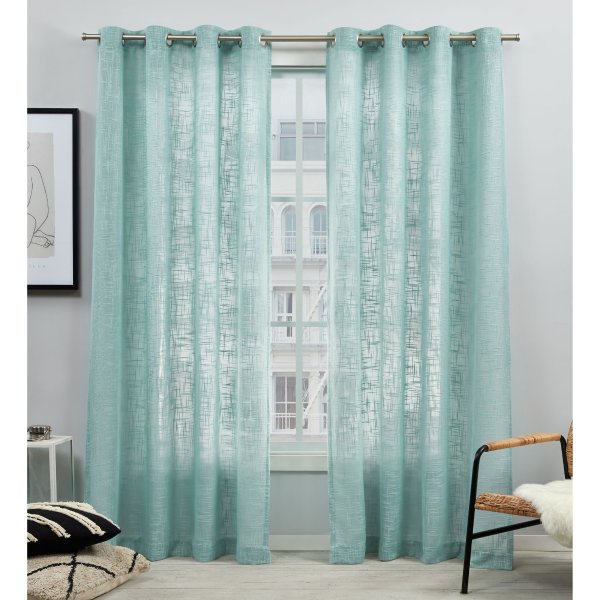 Scandinavian Minimal Open Weave Curtain Pair - Set of 2