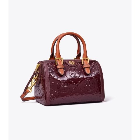 Tory Burch满$500享7折T MONOGRAM PATENT 波士顿包