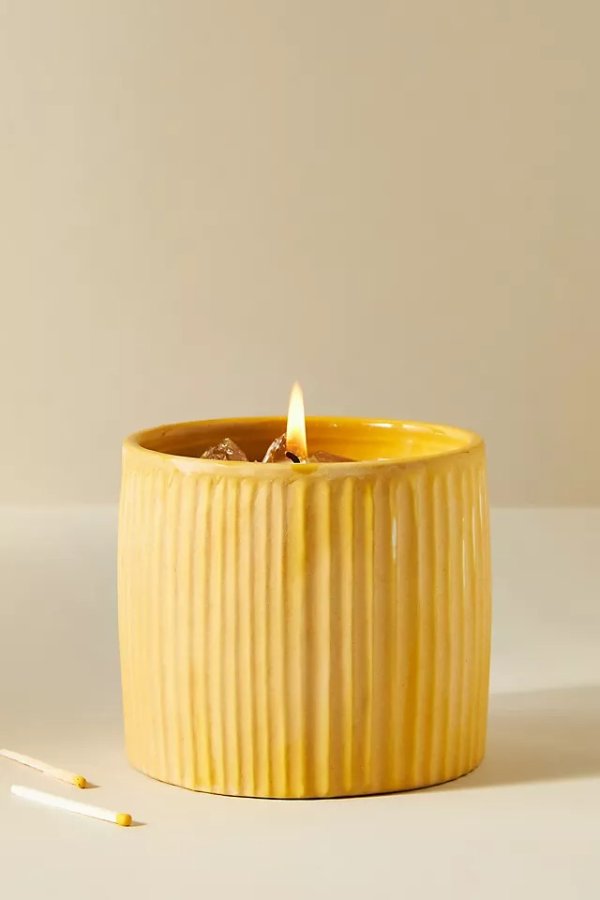 Amber Stone Ceramic Candle