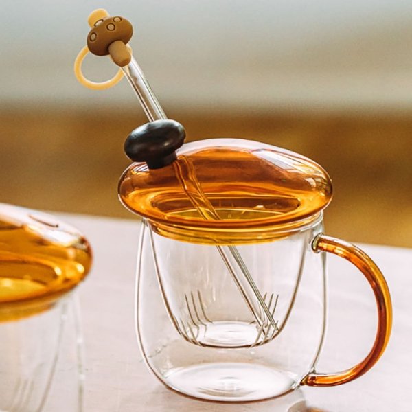树可 蘑菇头泡茶杯子 玻璃杯子马克杯 茶水分离快速过滤 独立茶漏 常规款吸管款随机发货 450ml