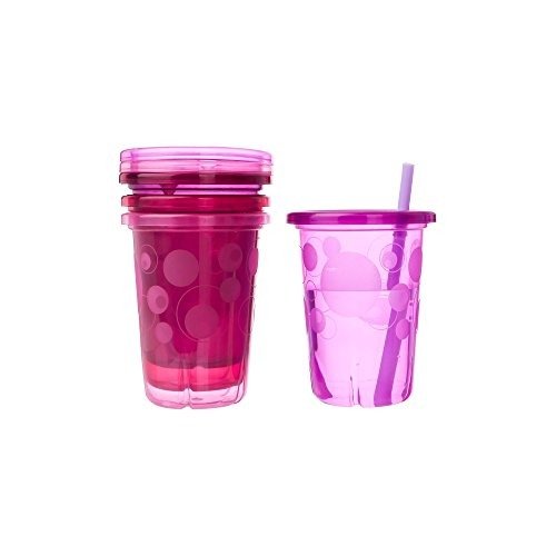 Straw Cup, Pink Take and Toss, 10 Ounce, 4-Count