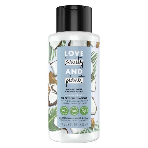 Love Beauty and Planet Volume and Bounty Sulfate-free Thickening Shampoo For Thin and Fine Hair Coconut Water &#38; Mimosa Flower - 13.5 fl oz