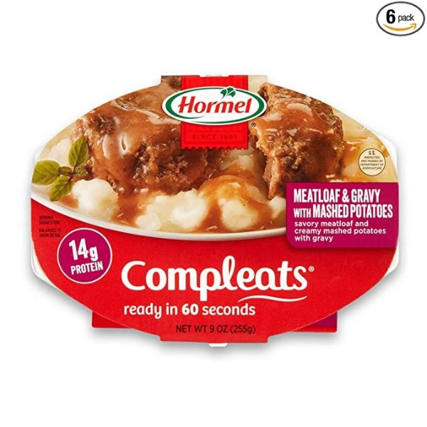 Compleats Meatloaf & Gravy with Mashed Potatoes, 9 Ounce (Pack of 6)