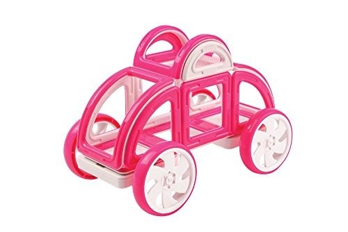 My First Buggy Car Pink (14-Pieces) Set Magnetic Building Blocks, Educational Magnetic Tiles Kit , Magnetic Construction STEM car Vehicle Toy Set