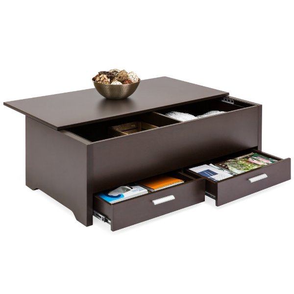 Modern Coffee Table w/ Storage Compartments - Espresso