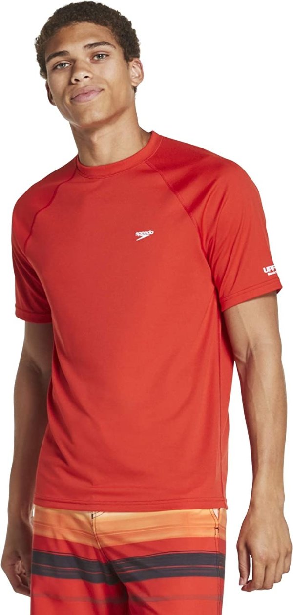 Men's Uv Swim Shirt Short Sleeve Regular Fit Solid