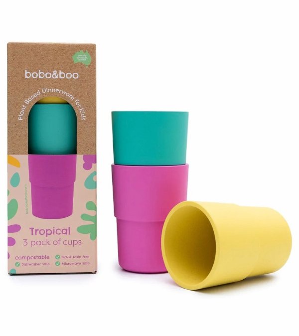 bobo&boo Plant-based 3 Pack Of Cups (10oz) - Tropical