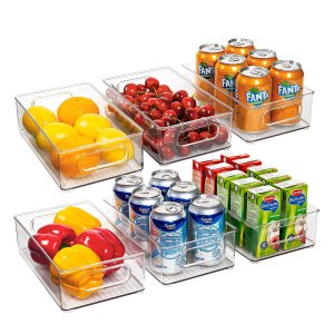 Ecowaare Plastic Refrigerator Organizer Bins, 6 Pack