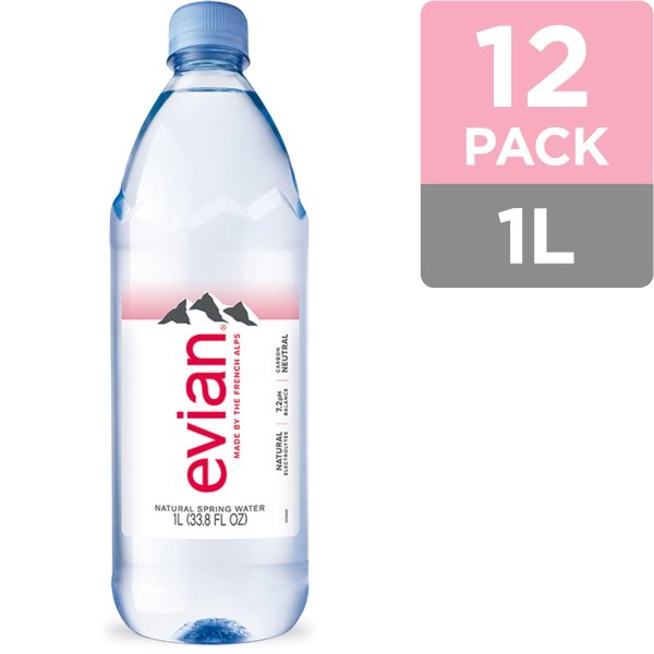Natural Spring Water, 1 L, 12 Count (2 Pack of 6 Count)