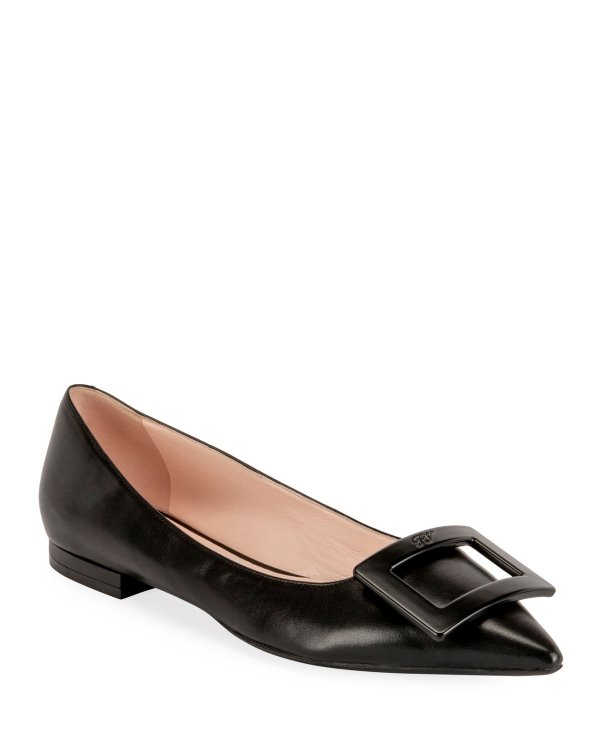Gommettine Leather Ballet Flats with Tonal Buckle