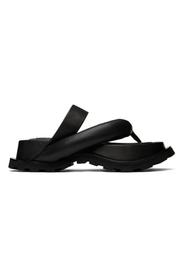 Black Oversize Strap Platform Sandals